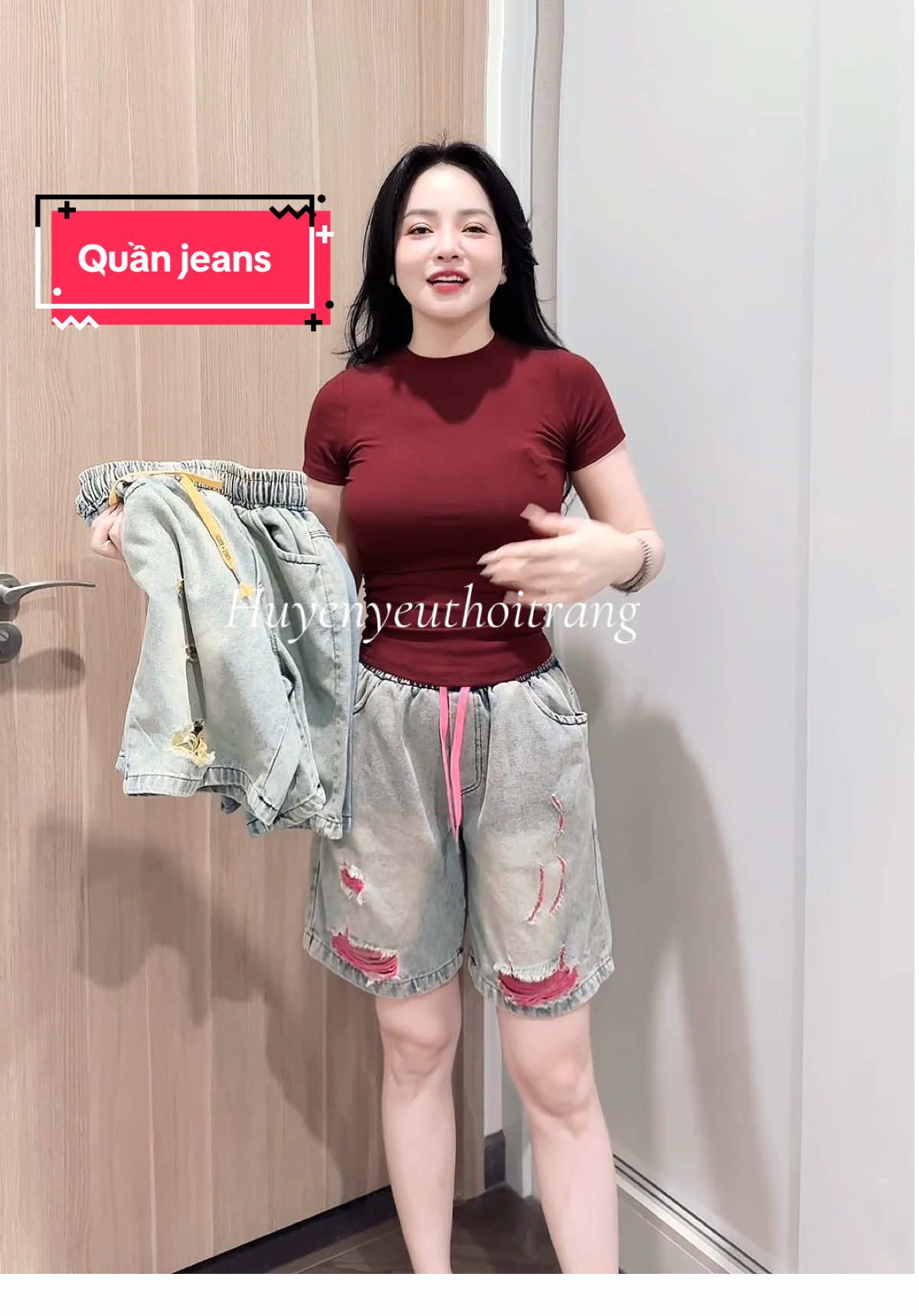 Quần jeans rách dáng ngố phối màu quá xinh lunn #quan #quanngo #quanjeans #xuhuong 
