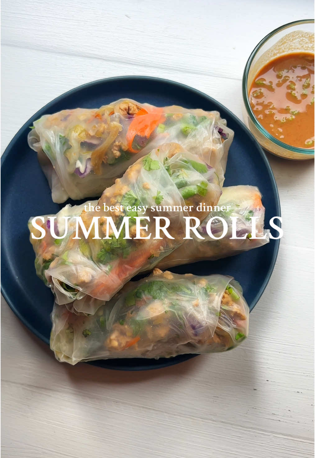 FRESH + HIGH PROTEIN SUMMER ROLLS These are the best healthy lunch or dinner for hot days — fresh, easy to make, and packed with protein. Perfect for when it’s too hot to cook but you still want something satisfying. INGREDIENTS  •	rice paper wrappers •	ground chicken   •      2-3 cups cabbage  •     1 tbsp fresh ginger & 2 cloves garlic •     3 tbsp soy sauce  •     4 tbsp coconut aminos  •     1 tbsp rice wine vinegar  •	cucumber •	carrots •	lettuce or cabbage   •      herbs of choice  peanut dipping sauce •	2 tbsp PB2 or peanut butter •	1 tbsp soy sauce  •	1 tbsp coconut aminos  •	1/2 tbsp rice wine vinegar  •	1 tsp maple syrup or honey •	1 tsp lime juice •	garlic powder   •      Sriracha or chili flakes to taste MACROS (per roll, approximately!!!) ~110 calories | ~10g protein | ~13g carbs | ~3g fat #h#healthyrecipese#easyrecipee#easysnacks#summerrollss#springrollsl#lowcalorie#c#creatorsearchinsights