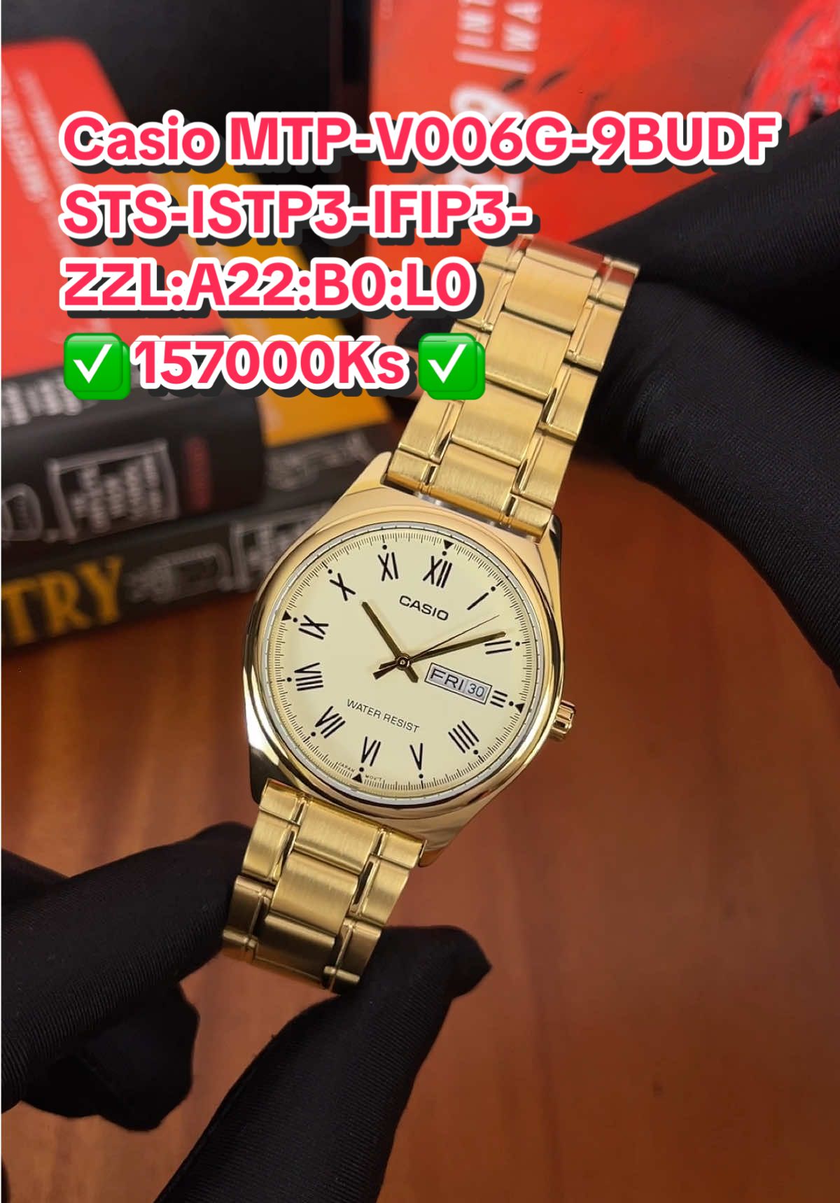 Casio MTP-V006G-9BUDF STS-ISTP3-IFIP3-ZZL:A22:B0:L0 ✅ 157000Ks ✅ • Case Size : 38 mm • Water Resistance : 20 ATM #casio #gold #watch #waterproof #နာရီ 