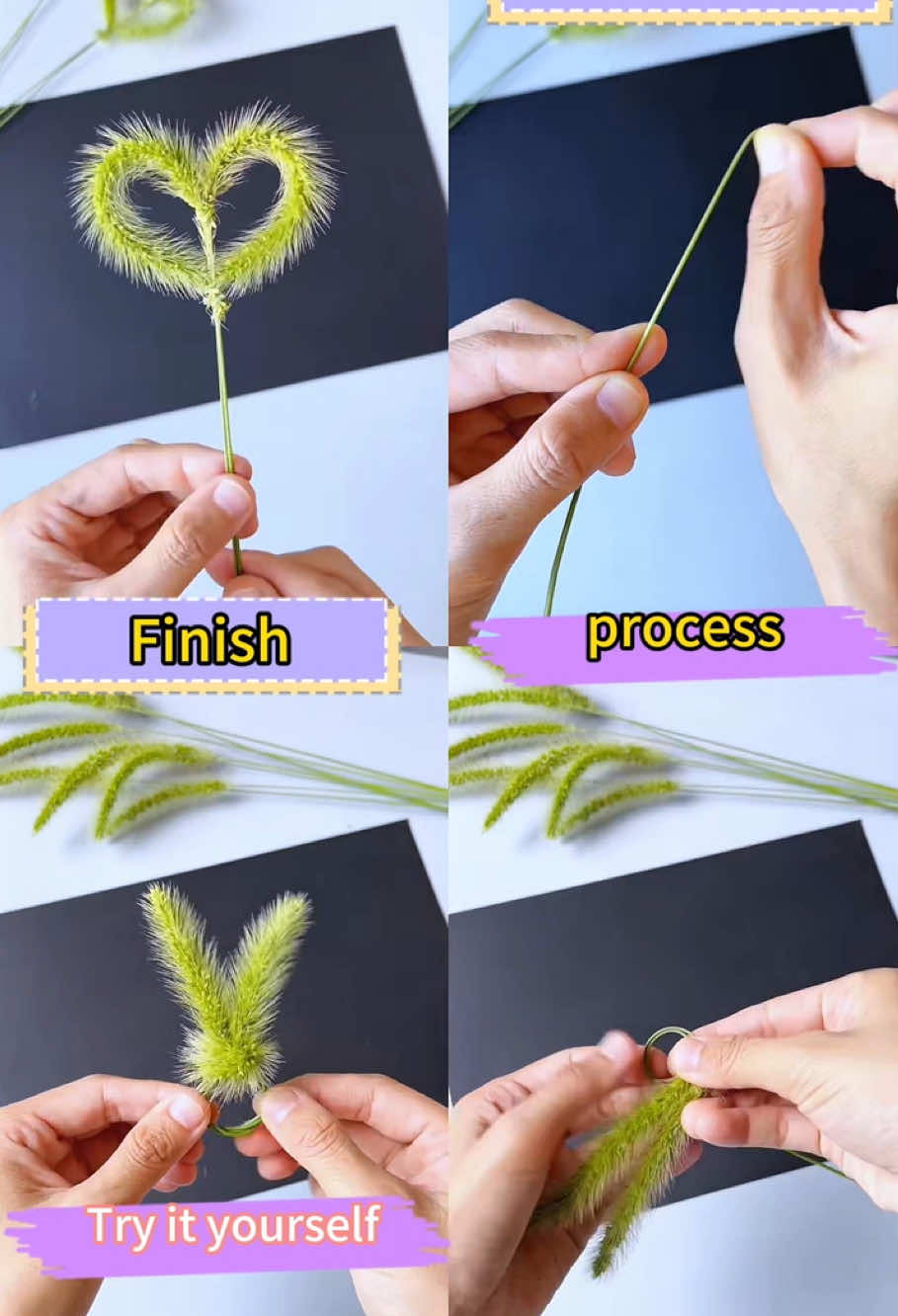 Don't throw away the dogtail grass on the roadside! You can use it to make a heart-shaped rabbit! It can be done in three minutes#DIY #craft #diycraft #easydiy #easycraft #craftkids #diytoys 