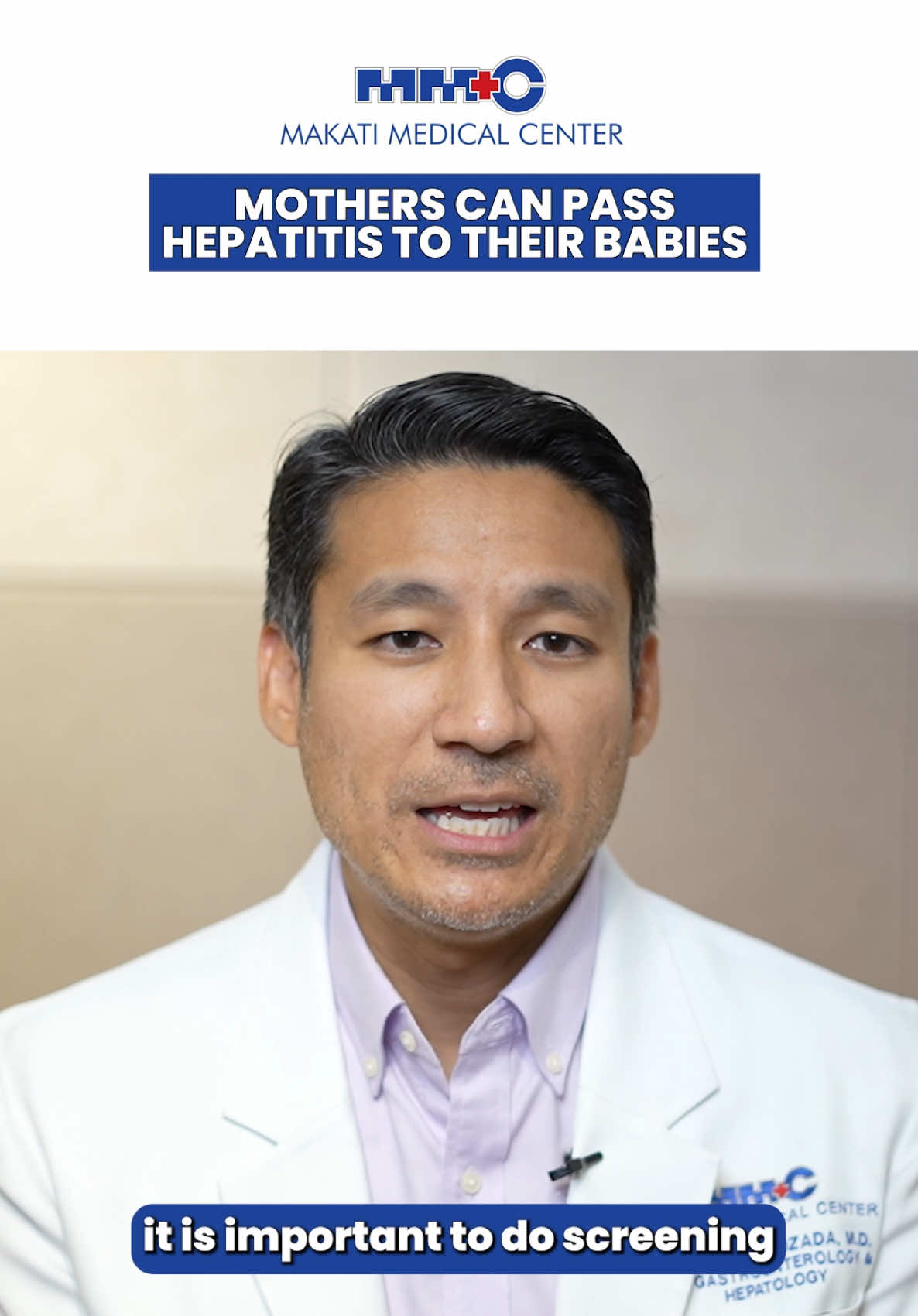 Did you know that Hepatitis B can be transmitted from mother to child?  In fact, it is the most common transmission here in the Philippines.  In this video, MakatiMed Gastroenterology & Hepatology Specialist Angelo B. Lozada, MD discussed the different types of Hepatitis, and encourage everyone to know their Hepatitis status to protect oneself and the community! Full video available on our YouTube channel.
