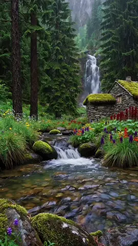 Petals, Pines & River Rhythms 🌲🌸🌊 #CalmVibes #naturevibes #flowers 