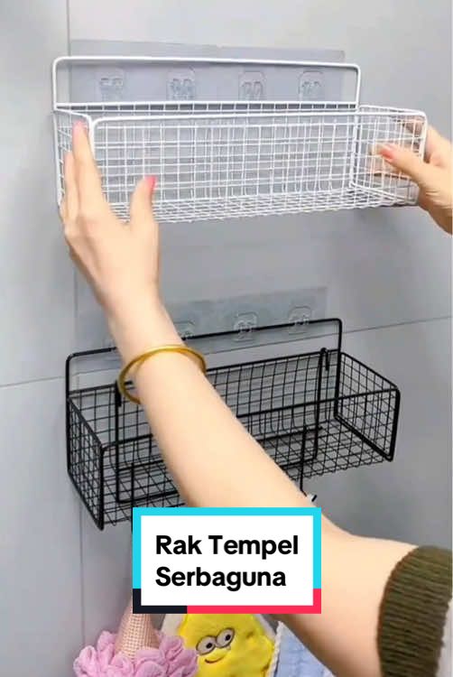 Rak keranjang tempel serbaguna #rakdinding #rakkeranjang #rakdapur #rakkamarmandi #raktempel 