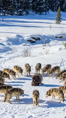 Porcupine Fends Off Hungry Wolf Pack With Spiky Defense! #wildlife #animals
