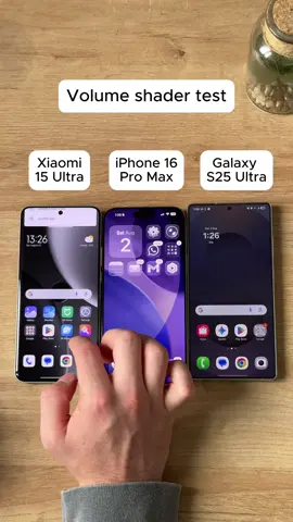 Wait until the end! Galaxy S25 Ultra vs iPhone 16 Pro Max vs Xiaomi 15 Ultra Volume Shader Test 🔥📱 #GalaxyS25Ultra #iPhone16ProMax #Xiaomi15Ultra #shader #volumeshader #techtest #fyp 