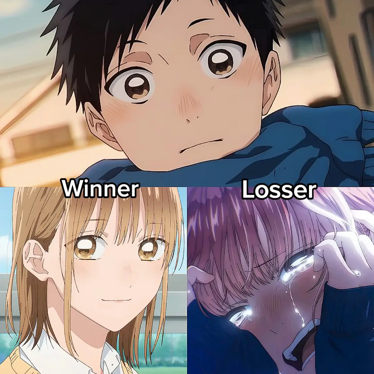Winner😆 and Loser😔#anime #animeedit #witch #bluebox #classnodaikirai #oregairu #shikimori #fuufuijoukoibitomiman #darlinginthefranxx #kiminitodoke #oshinoko #horimiya #alya #winner #losser #fyp 