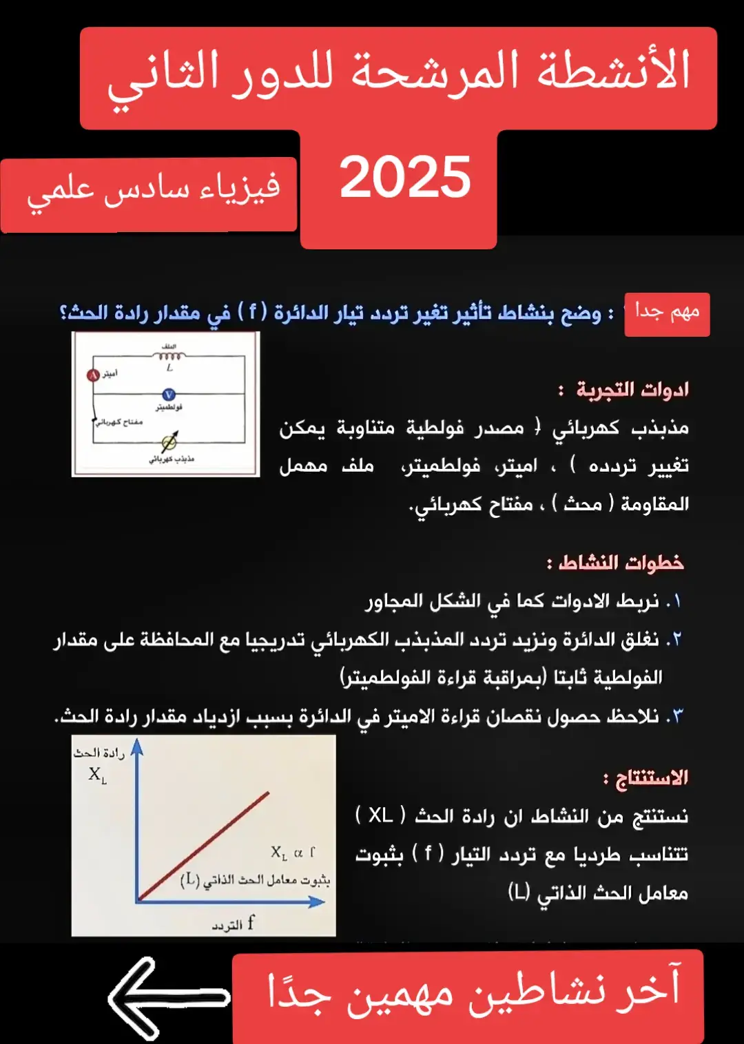الأنشطة المرشحة للدور الثاني 2025 فيزياء سادس علمي 📚🤔 #فيزياء #سادس_علمي #دور_ثاني #سادسيون #وزاري 