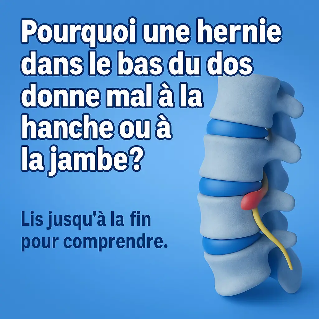 Hernie discale et sciatique, ce n’est pas la même chose mais elles peuvent être liées. Une hernie discale lombaire (souvent au niveau des vertèbres L4 et L5 ou L5 et S1) peut appuyer sur le nerf sciatique et provoquer des douleurs dans la hanche ou la jambe. Beaucoup pensent que le mal vient de la hanche, alors qu’il commence dans le bas du dos. La douleur suit ensuite le trajet du nerf sciatique qui passe par la fesse puis le long de la jambe.  Si tu connais quelqu’un qui a un mal de dos chronique ou une douleur lombaire, envoie-lui cette vidéo. Et toi, tu savais pourquoi la douleur est plus bas que le problème ? #hernieDiscale #sciatique #malDeDos #douleursLombaires #douleurschroniques #tiktokfrance #francetiktok 