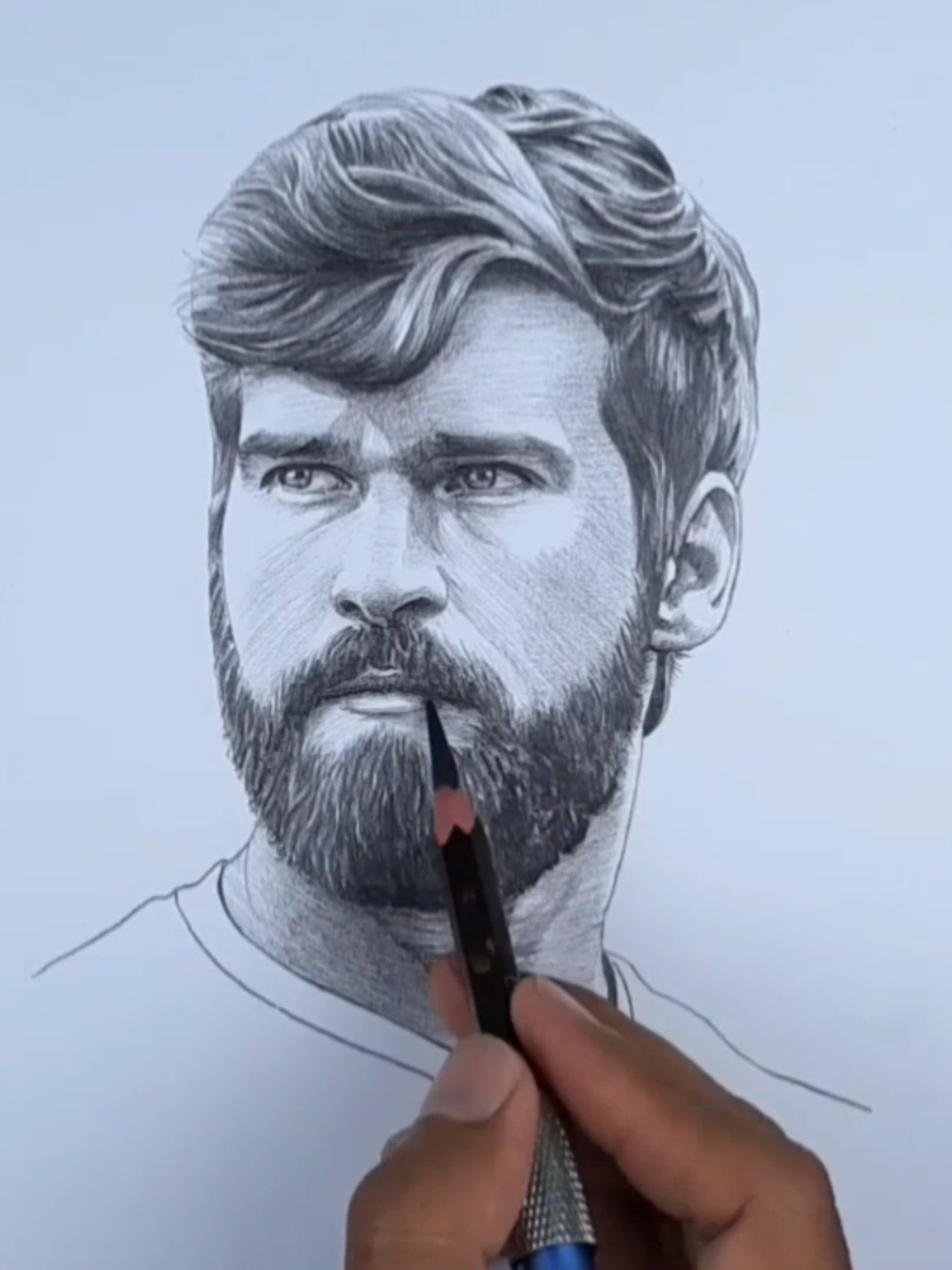 Alisson Becker Drawing Portrait #lukisanrealis #football #drawing 