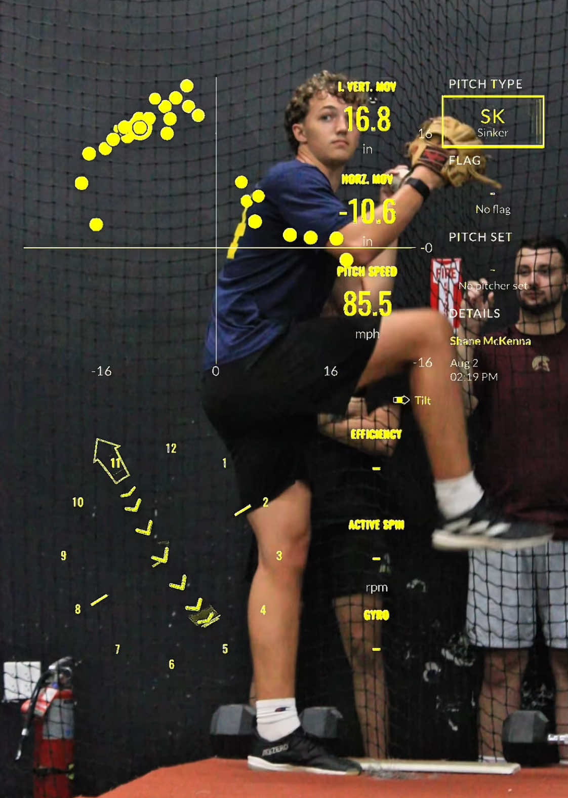 @Shane working with @Tom Hackimer on pitch design using the @TrackMan Baseball before heading into his freshman year at Denison. Today’s focus: dialing in the changeup and refining movement profiles. Fastball was up to 85.7 MPH. When building an effective changeup, we’re looking for consistent arm speed, velocity separation from the fastball (typically 8–10 mph), and vertical/horizontal movement that doesn’t mirror the heater. Kill spin, add movement, and disrupt timing that’s the goal. Want to take your pitch design to the next level? DM us to get started.