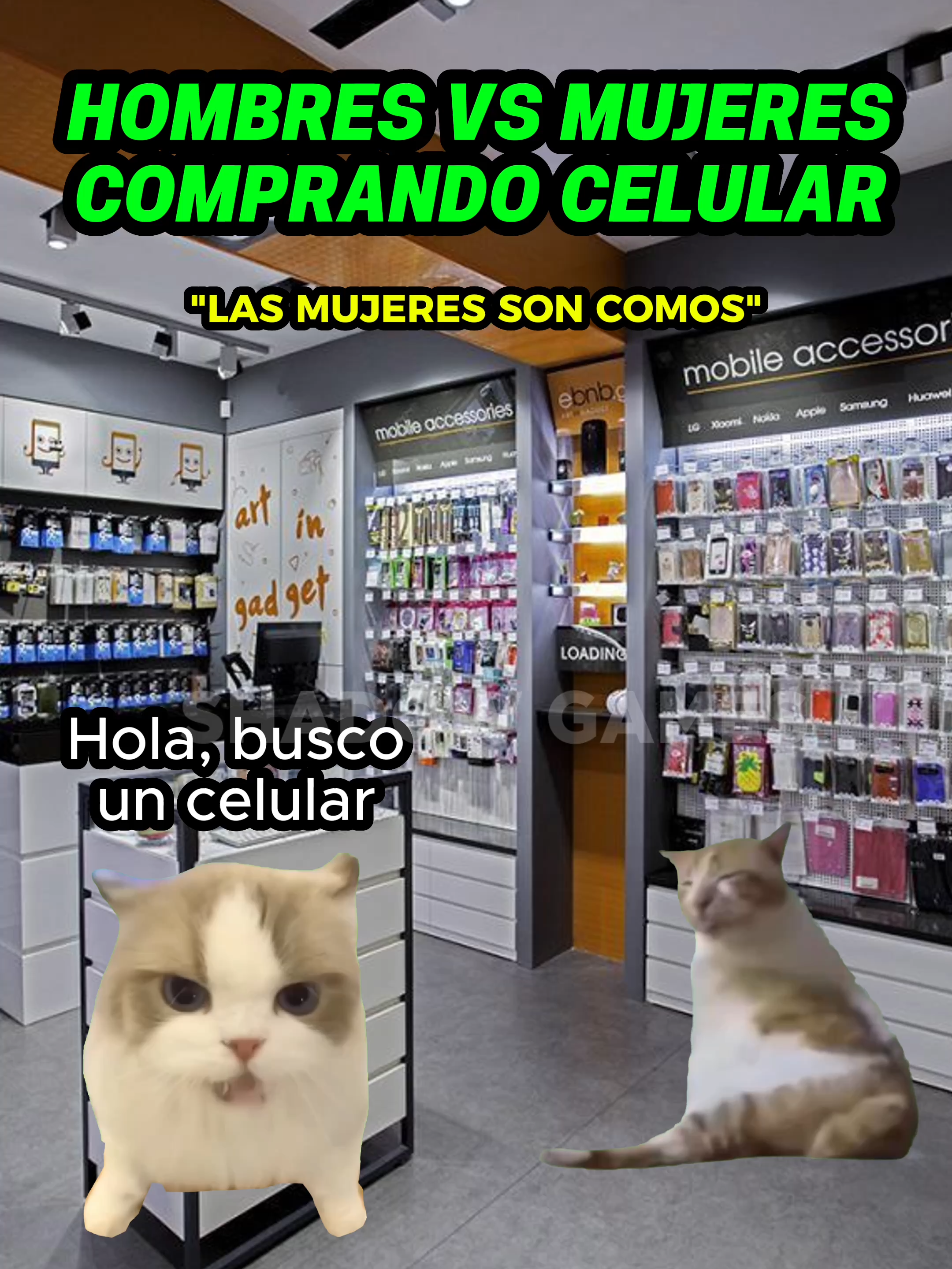 Hombres y mujeres comprando celular son como #gatitoslindos #storytime