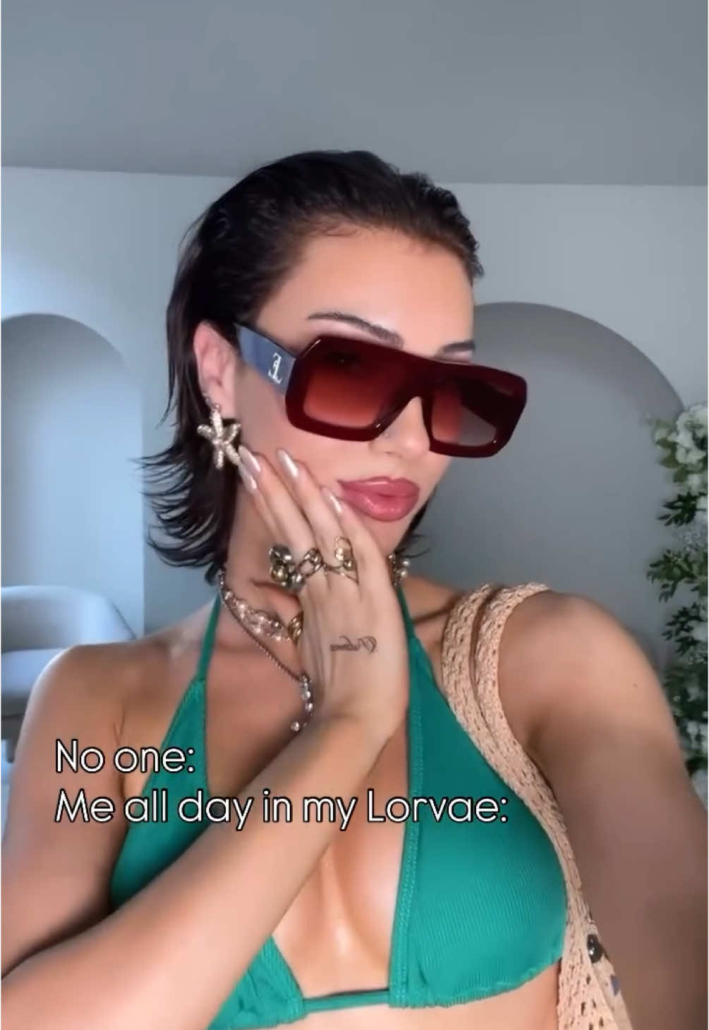 Mamasitas wear lorvae. period. Get yours now & step into your vacation era 🕶️🌶️ UNBOTHERED SCARLET  #Lorvae