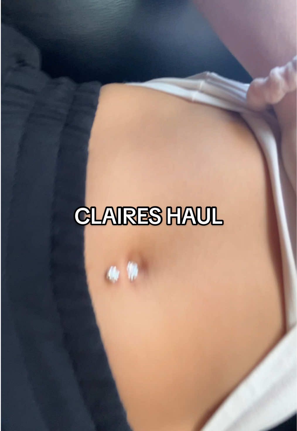 claire’s trip!! ✨💖#claires #claireshaul #peircings #bellypercing #nosestud 