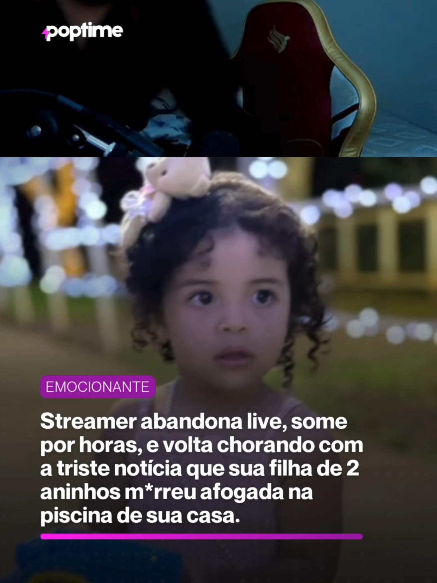QUE TRISTEZA! 🥺 Streamer Renato Tsukasa, conhecido como Fanho RP, interrompeu a live na quinta‑feira (31 de julho de 2025) após saber que sua filha Giulia, de 2 anos, pulou a grade da piscina de casa, caiu no tanque e faleceu afogada. Ele relatou com emoção que tentou reanima-la com respiração boca‑a‑boca e massagem cardíaca, mas não conseguiu salvá‑la, e a criança teve parada cardíaca durante o atendimento no hospital. O streamer compartilhou vídeos chorando no hospital, contando sobre o desespero e pedindo orações enquanto aguardava notícias. A mãe da criança postou mensagens emocionadas dizendo que nunca vai esquecer o sorriso da filha e que continuará carregando a culpa por falhar com ela. O velório está marcado para as 17h em São Paulo. A história comoveu muitos fãs e gerou uma onda de mensagens de solidariedade, mas não há confirmação de desdobramentos além dos relatos publicados pelas redes sociais. 26 s