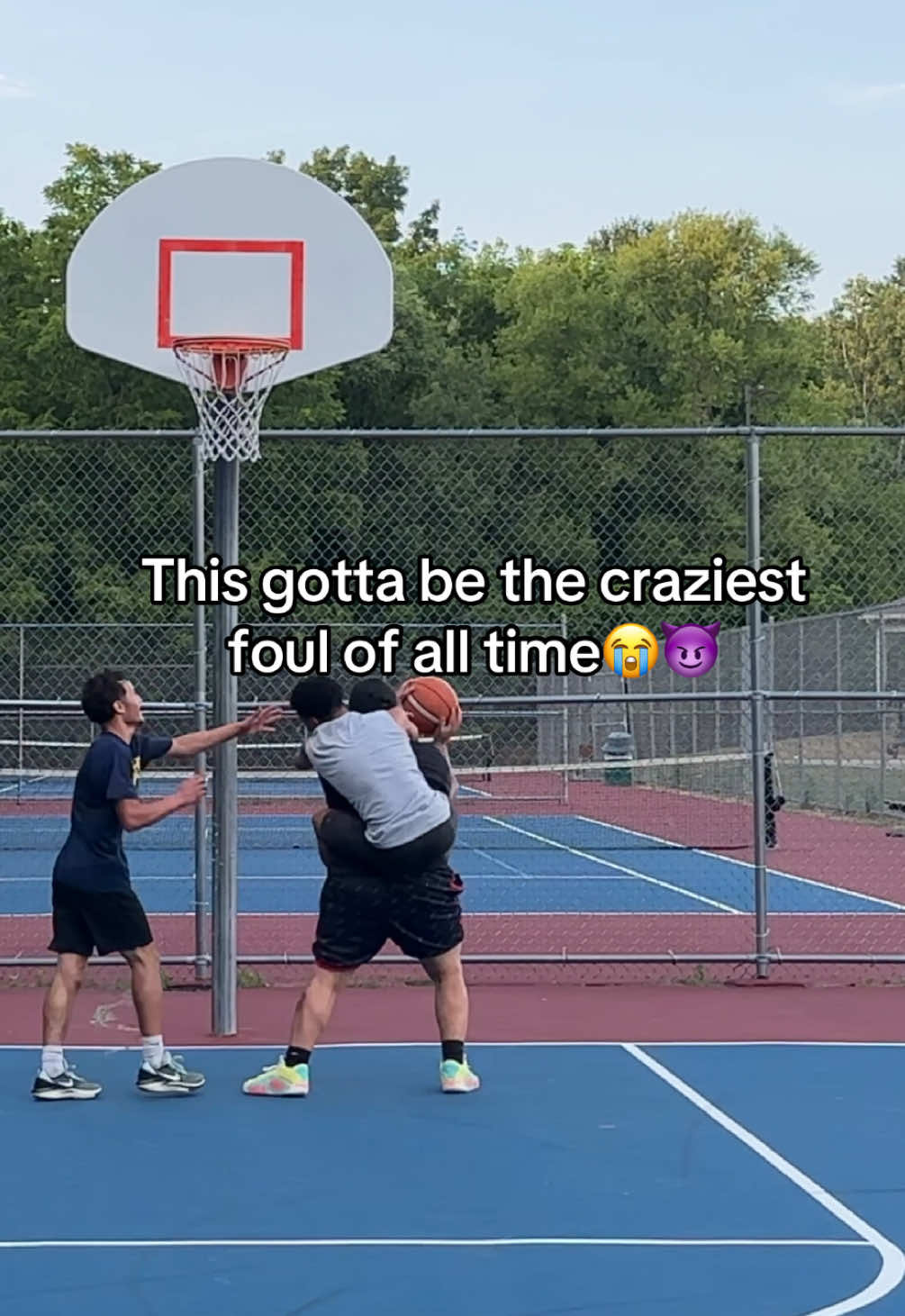 Craziest foul I’ve ever seen😭😭 #basketball #funny 