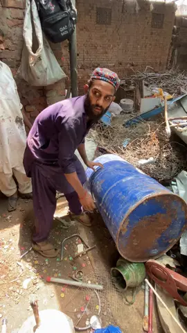 powerful machine pressing iron drum satisfyingly #fyp #drum #viral #restoration 