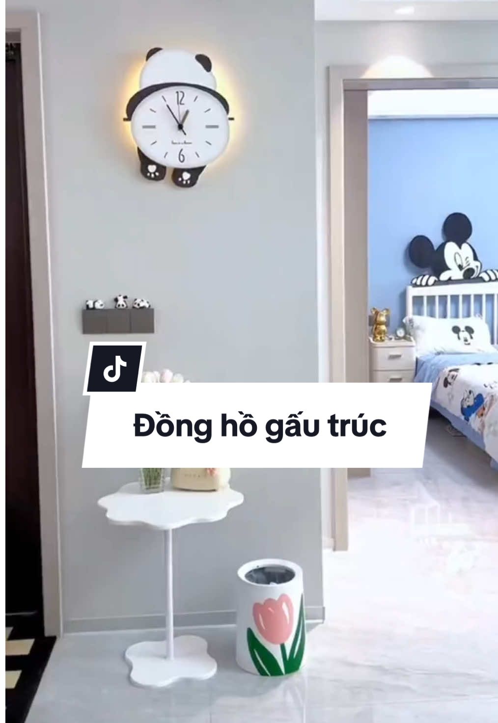 Đồng hồ gấu trúc treo tường decor#muataitiktokshop #thuhaifreeship #xuhuongtiktok #wwwmindecor #donghotreotuong 