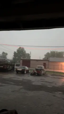 Power line outside my shop starts glowing during the storm!!  #arkansasweather #lightning #glowing #rainstorm #crazy #powerline #bmw #e36 #55chevy #ezgone 