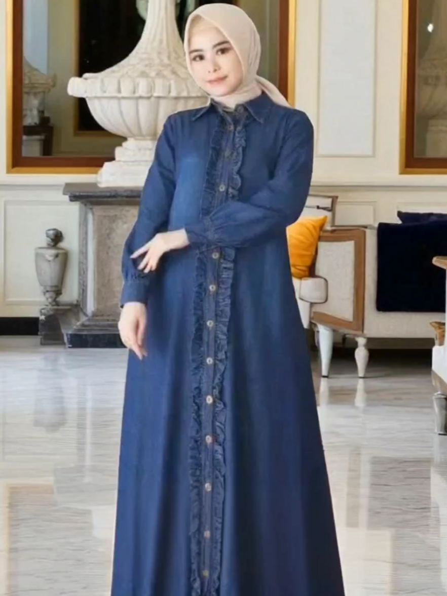 Gamis Jeans Briska Maxy / Dress Light Snow / Baju Muslim / Pakaian Wanita Model Terbaru / Dress Jeans kekinian Polos #gamis #gamisjeans #gamiswanita #dresswanita #dresskekinian 