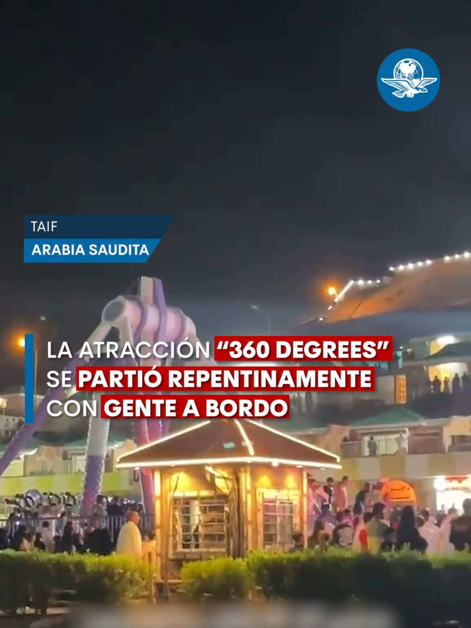 Juego mecánico se parte en dos en un parque de diversiones de Arabia Saudita; reportan 23 heridos #arabiasaudita #juegosmecanicos #parquedediversiones
