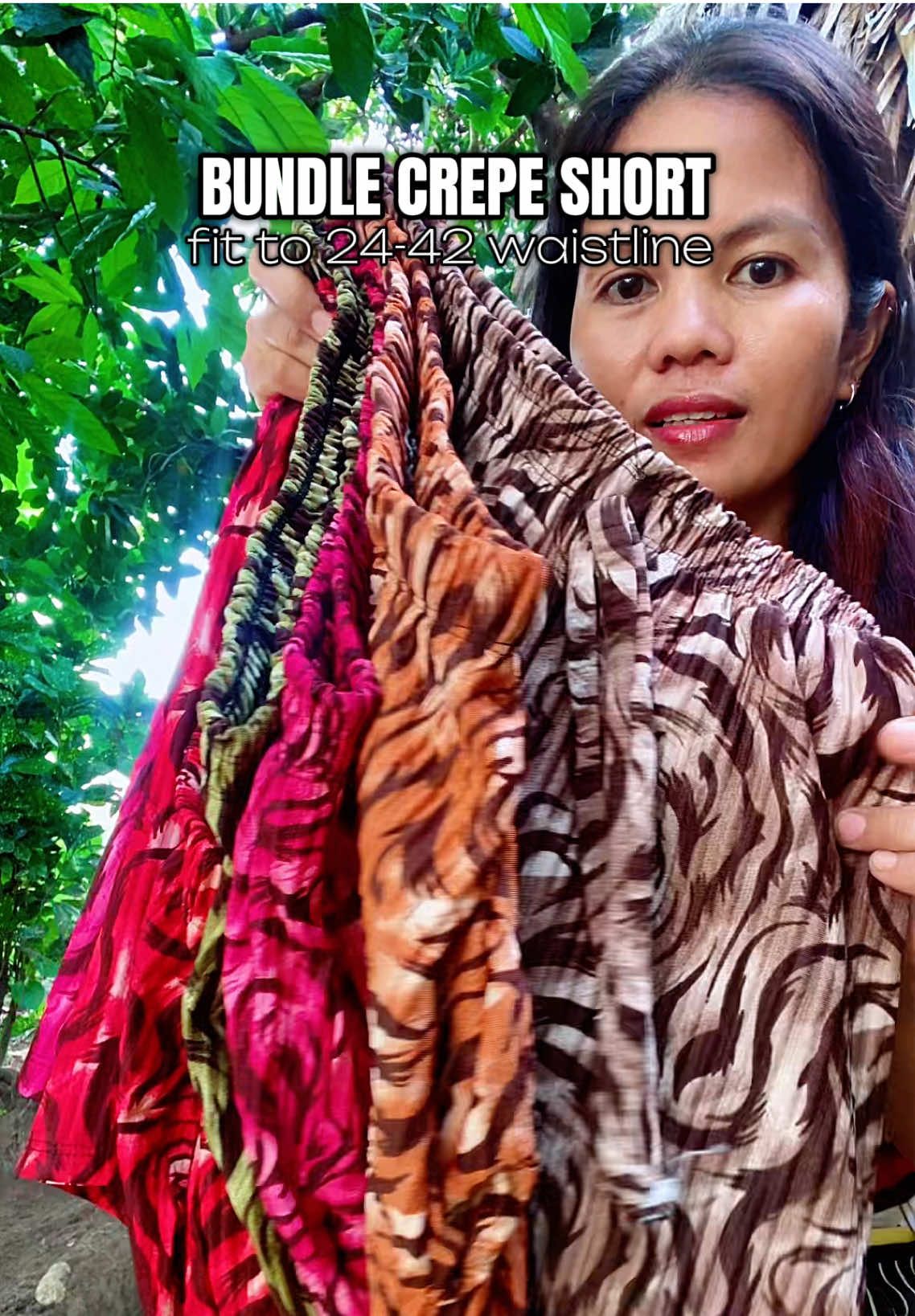 Bundle crepe short for women 6 pcs fit to 24-42 waistline #crepeshortforwomen#shorts#shortforwomen#crepe#comfyshort#pambahayshort.                    DISCLAIMER: price may vary after the video is posted.price may change 