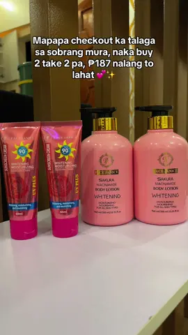 Buy 2pcs of Sakura Niacinamide Body Lotion and Get 2pcs Sunscreen Cream 💕✨ #sakurabodylotion #niacinamidebodylotion #whiteninglotion #niacinamidelotion #sunscreencream #sunscreen #sunscreenviral #sunscreenreview #sunscreenisimportant #bodylotion #buy2take2 #buy2take2 #whiteningsunscreen #trendingproducts #skincare #skincareproducts #affordableskincare #fyp #foryou 