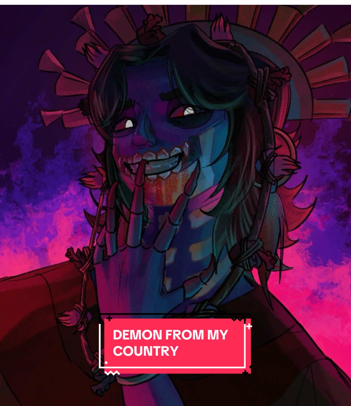 I saw the trend of drawing demon hunters from your country, so why not draw the demons from my ancient civilization? Yes, I drew myself as a tzitzimitl. It was fun. #kpopdemonhunters #kdh #aztec #tzitzimitl #huntrix #sajaboys #youridol 