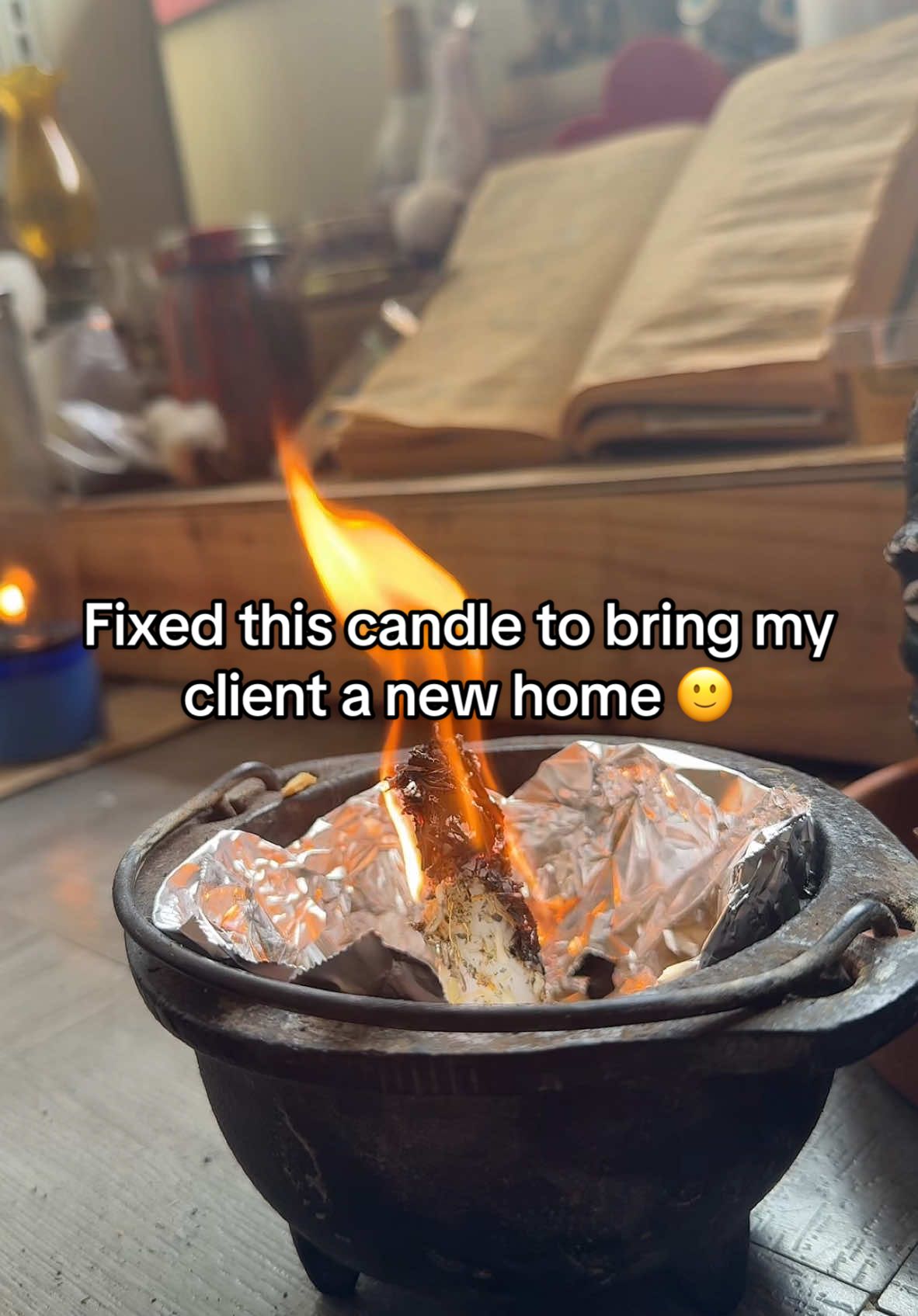 Dressed and fixed for new doors to open — this one’s for a new apartment and a peaceful home. 🙂 #candlemagick #spiritualtiktok #rootwork 