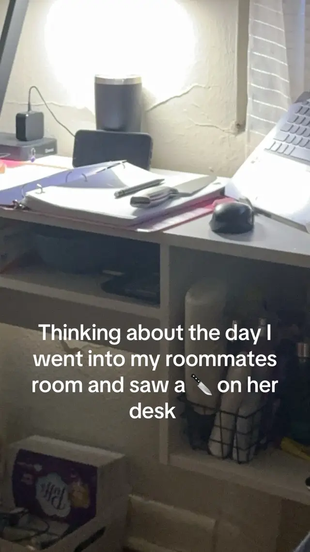 She had a knife for protective reasons dw guys she’s not a serial killer… I think #serialkiller #fyp #roommates #viral 