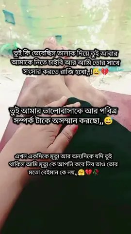 তুই তালাক দিয়ে আমার ভালোবাসা কে অপমান করছো পবিত্র বিয়ের সম্পর্ক টাকে অপবিত্র করছো 😅  এই ভুলের ক্ষমা আমার কাছে নাই 