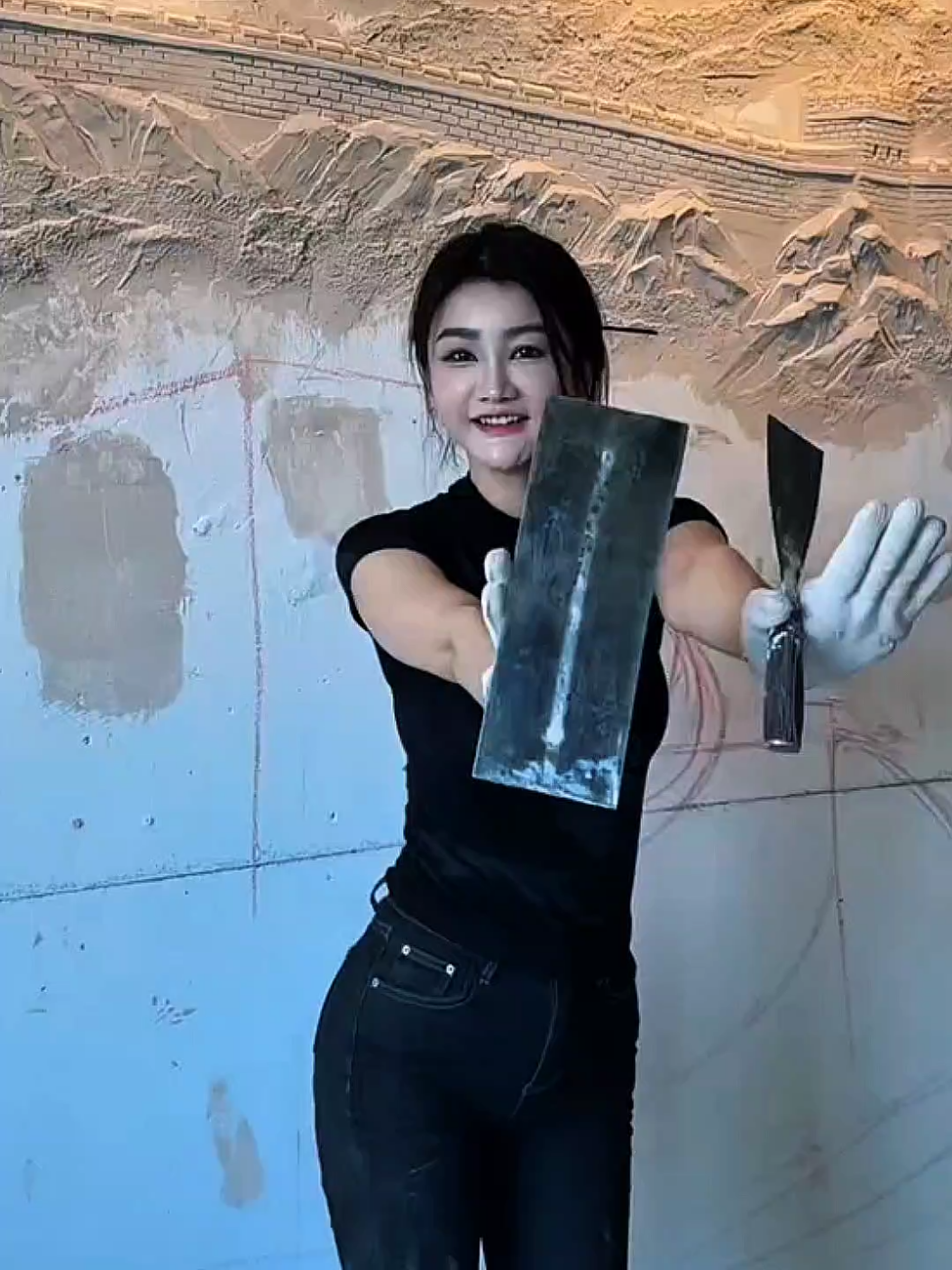 work in progress on wall mural art painting #painting #art #muralist #artlover #fypシ゚viral #trendingvideo #foryoupage #asmrvideo #dance #artist 