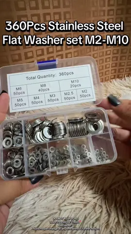 Kailangan mo to 360Pcs Stainless Steel Flat Washer set M2-M10 checkout mo na to! #washerbolts #flatwasher #stainlesssteel #stainlesswasher #flatwasher #trendingtiktok #sulitfinds #CerealCerdik 