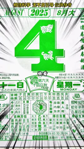 明天2025年8月4日#电子黄历 #黄历#运势早知道 #传统文化 #國學智慧 
