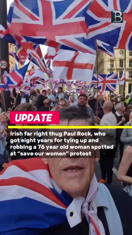 UPDATE🇬🇧: Irish far right thug Paul Rock, who got eight years for tying up and robbing a 76 year old woman spotted at “save our women” protest #manchester #protest #migrant #breakingnews #fyp  