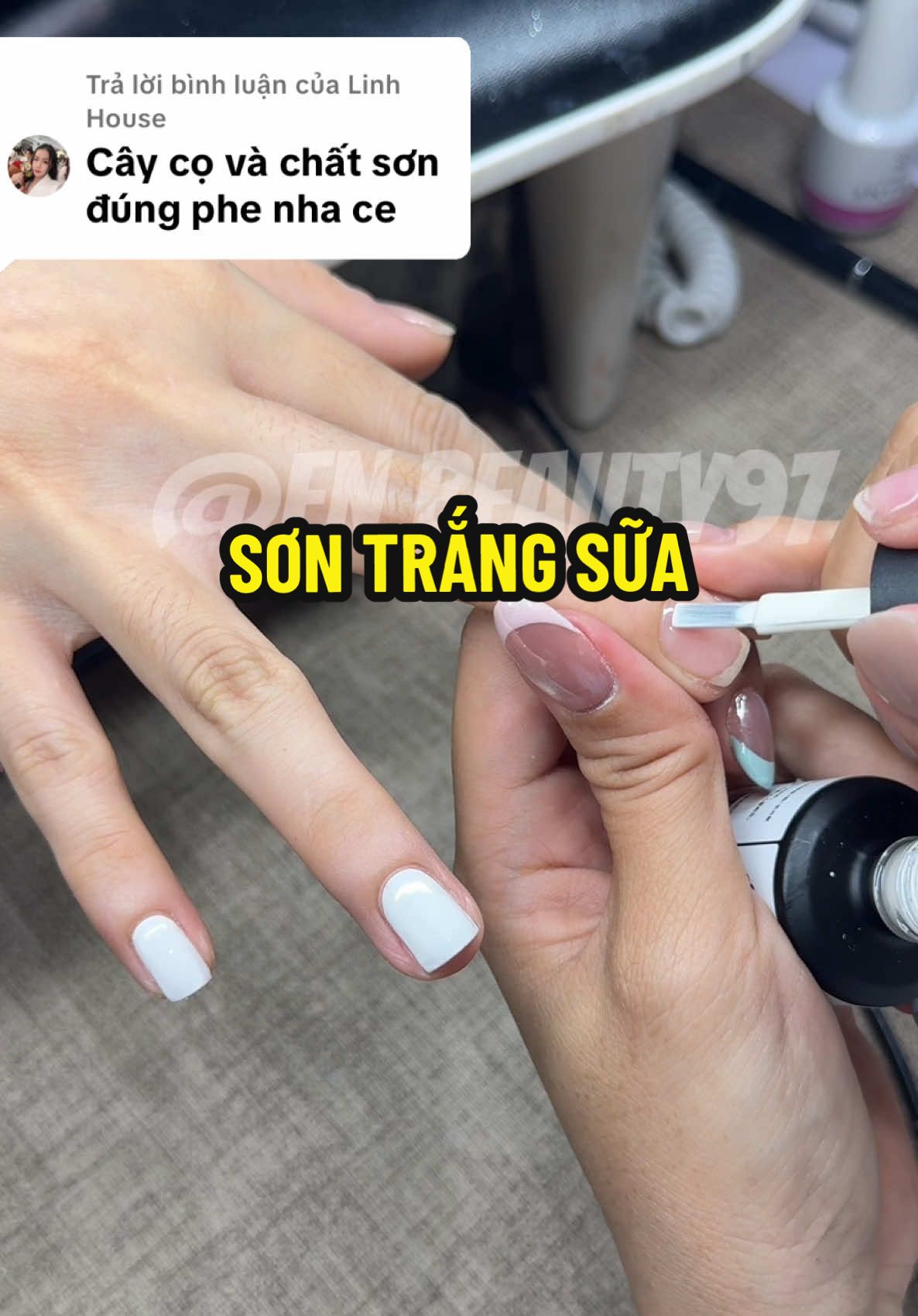 Trả lời @Linh House Sơn trắng siêu mướt #nail #enbeauty 
