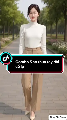 Combo 3 áo thun tay dài cổ lọ. #aothundaitay #thoitrangnu #xuhuong #viral #thinhhanh 