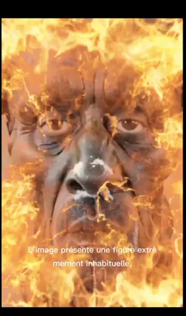 L’image présente une figure extrêmement inhabituelle, située à la frontière entre le réalisme dérangeant et la confusion visuelle. À première vue, on croit observer le visage d’un homme, expressif, marqué par l’âge, figé dans une neutralité presque solennelle. Mais une observation attentive révèle que ce visage humain est intégré dans un corps qui n’a rien d’humain. Il s’agit d’un trompe-l’œil très élaboré : un objet ou une sculpture représentant un chien dont la tête a été conçue pour ressembler de façon troublante à celle d’un homme. Les traits du visage sont lourds, sculptés avec précision pour imiter la texture de la peau humaine : rides sur le front, cernes marqués, paupières légèrement tombantes, sillons nasogéniens profonds, plis sur les joues et autour de la bouche. Chaque détail semble avoir été pensé pour évoquer la fatigue ou l’expérience, comme si le 