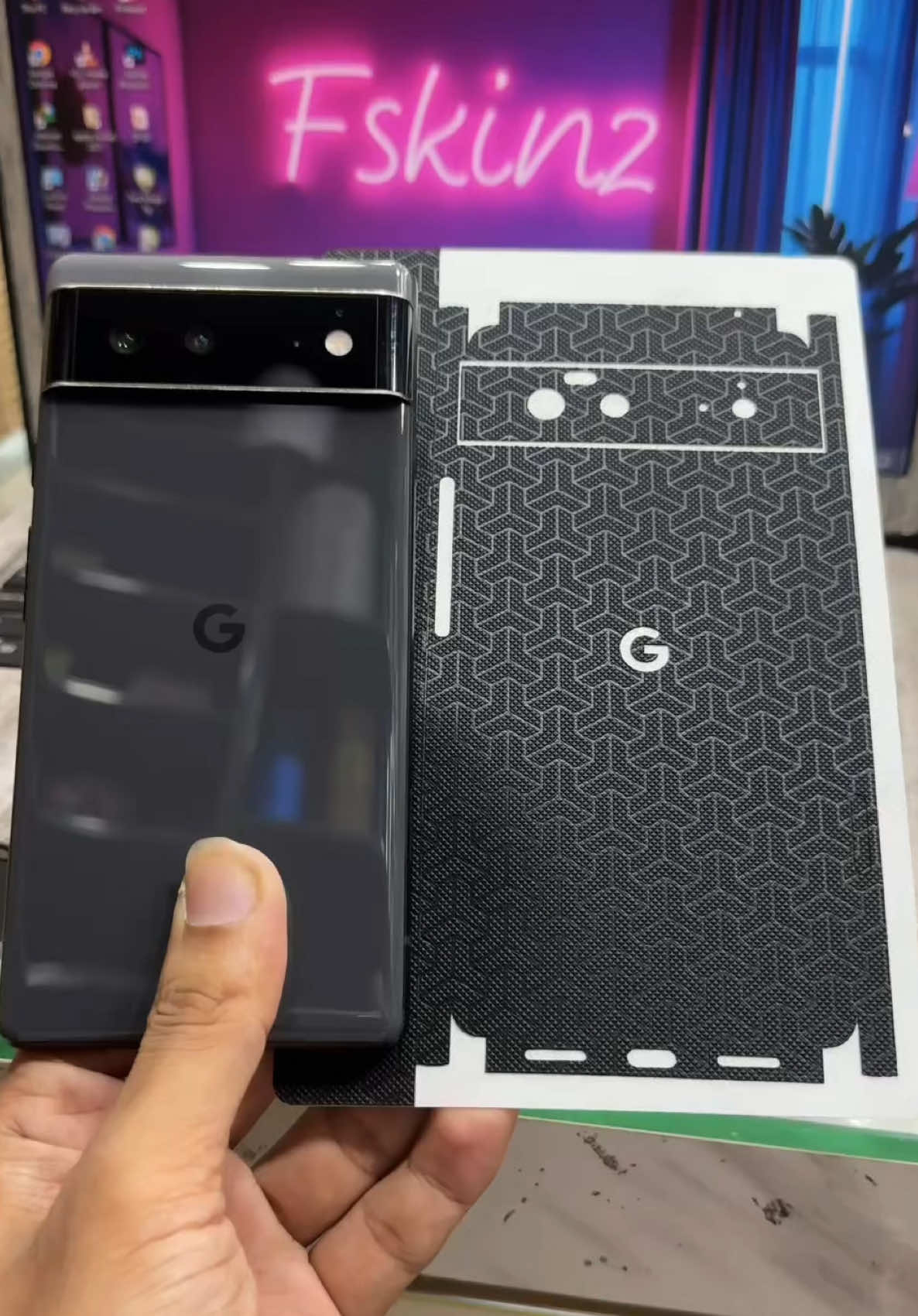 Goggle pixel 6 wrapped on 3m leather.All mobile devices bladefree cutting available.#like#share#fyp#fskinz 