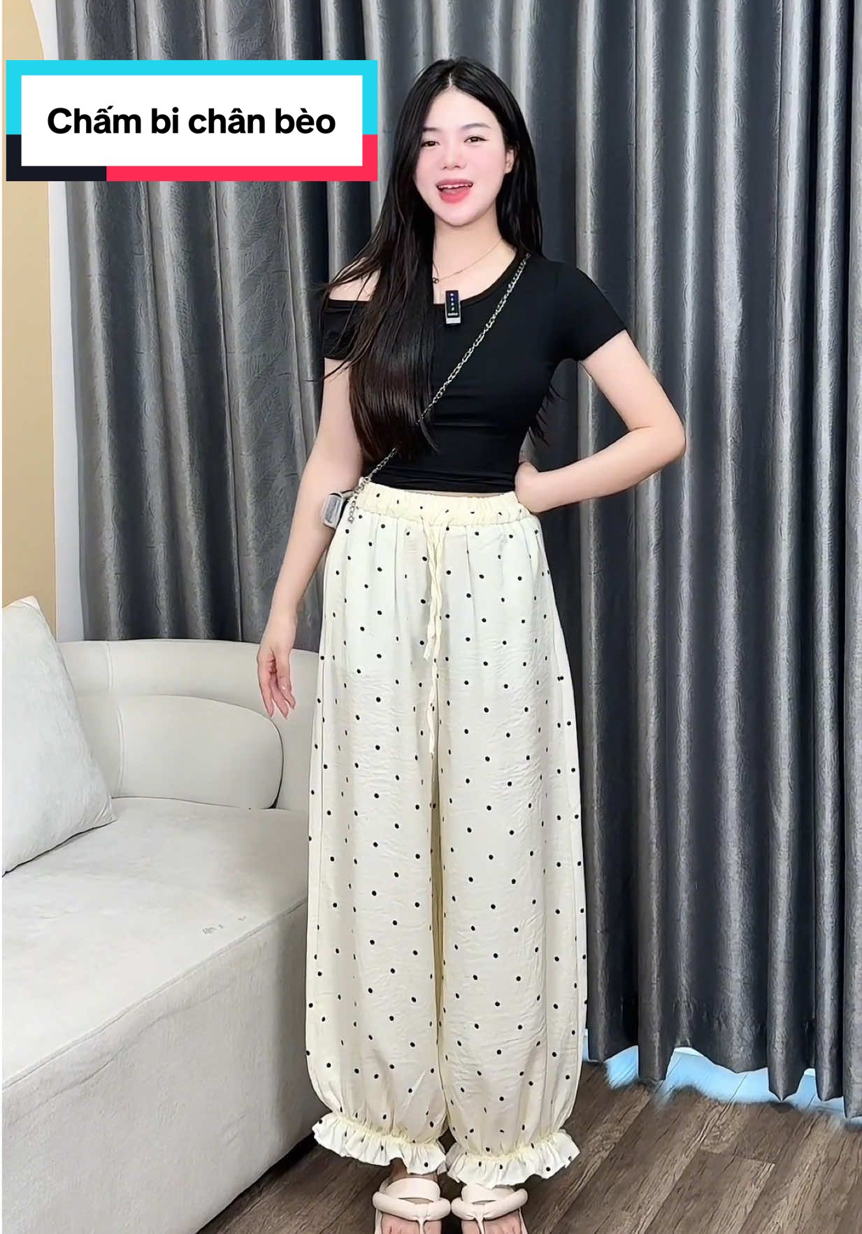Quần suông chấm bi phối chân bèo cute 😁 #huynhchang00 #huynhchangreview #huynhchang 