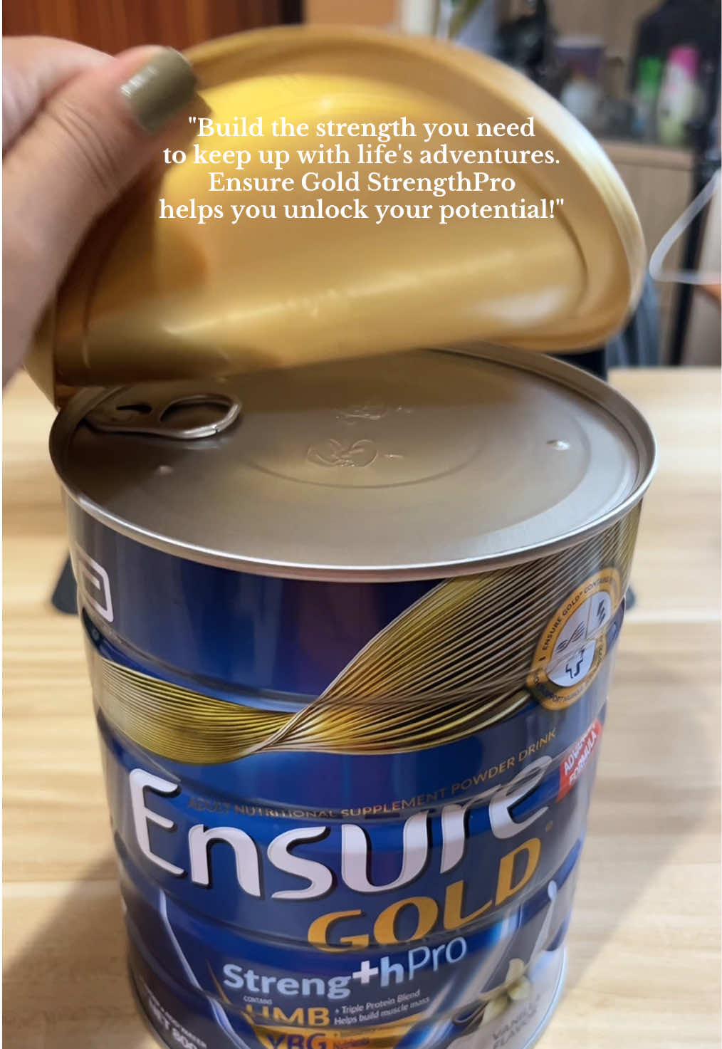 Improve muscle health, strength, and immunity.  Helps individuals stay active and maintain their passions.  #ensuregold #strengthpro #ensure #vanilla #wheat #coffee #ensure800g 