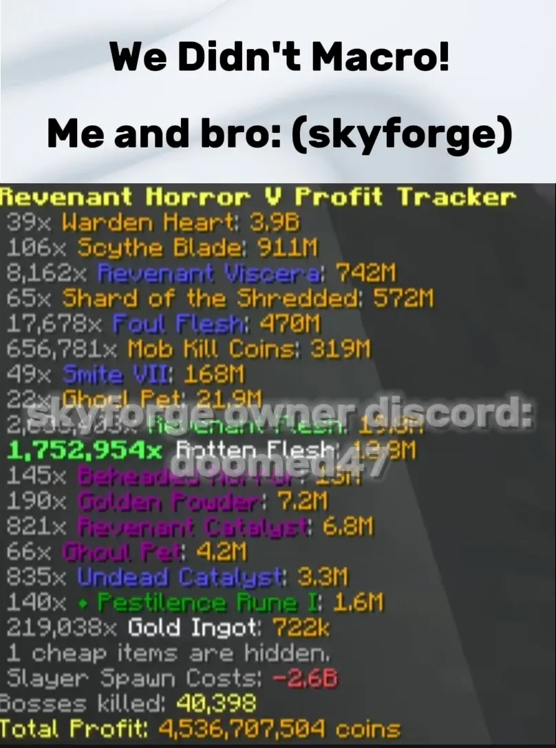 Skyforge on top!! => DM doomed47 on discord for skyforge (it's free) #hypixel #Minecraft #skyblock #fyp #viral #freeclient #macro