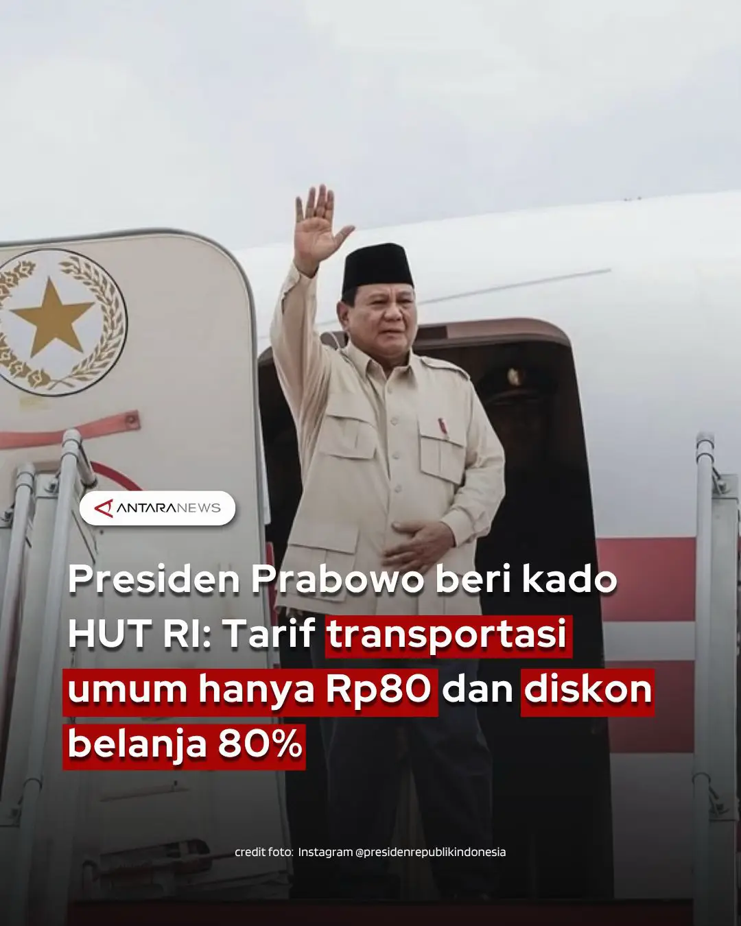 Pemerintah akan memberikan berbagai hadiah spesial dalam rangka Hari Ulang Tahun (HUT) ke-80 Kemerdekaan RI yang jatuh pada 17 Agustus 2025. Hal ini disampaikan oleh Wakil Menteri Sekretaris Negara, Juri Ardiantoro, dalam konferensi pers di Jakarta, Jumat (1/7/2025). Salah satu hadiah utama adalah tarif transportasi umum hanya Rp 80 di seluruh DKI Jakarta, mencakup Transjakarta, Jaklingko, MRT, LRT, dan KRL. Pemerintah juga bekerja sama dengan pelaku usaha ritel dan pusat perbelanjaan untuk memberikan diskon belanja hingga 80% secara nasional. Berbagai acara lain juga disiapkan, termasuk Merdeka Run 8.0K yang digelar pada 24 Agustus, karnaval dan pesta rakyat di sekitar Monas, serta pendaftaran upacara kemerdekaan di Istana yang dibuka mulai 4 Agustus melalui aplikasi Pandang Istana. Sebagai bentuk dukungan partisipatif masyarakat, pemerintah juga menetapkan tanggal 18 Agustus sebagai hari libur nasional tambahan, agar masyarakat bisa ikut merayakan kemerdekaan di lingkungan masing-masing. #HUTRI80 #DiskonHUTRI #TransportasiRp80 #Diskon80Persen #MerdekaRun #Tiktokberita #fyp #fotoslide 