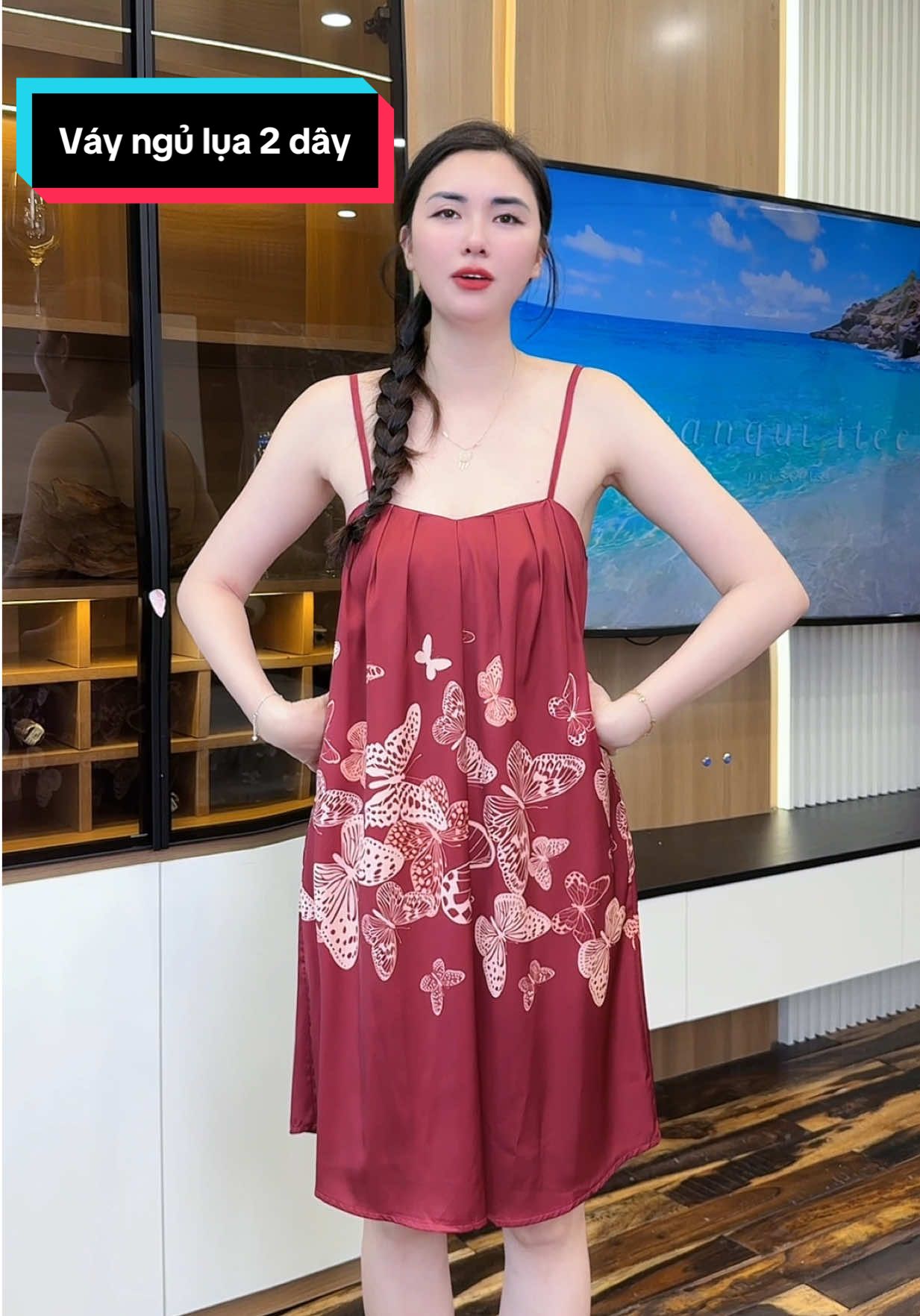 Váy ngủ lụa latin cao cấp 2 dây mặc thoáng mát lắm nha #thudongxudaily #xuhuongtiktok #review #fyp #vayngu #vaynguquyenru #vayngulua 