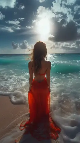 Lady in Red, she walked through sunsets like they were chapters in a story only she could write. 🌅✨