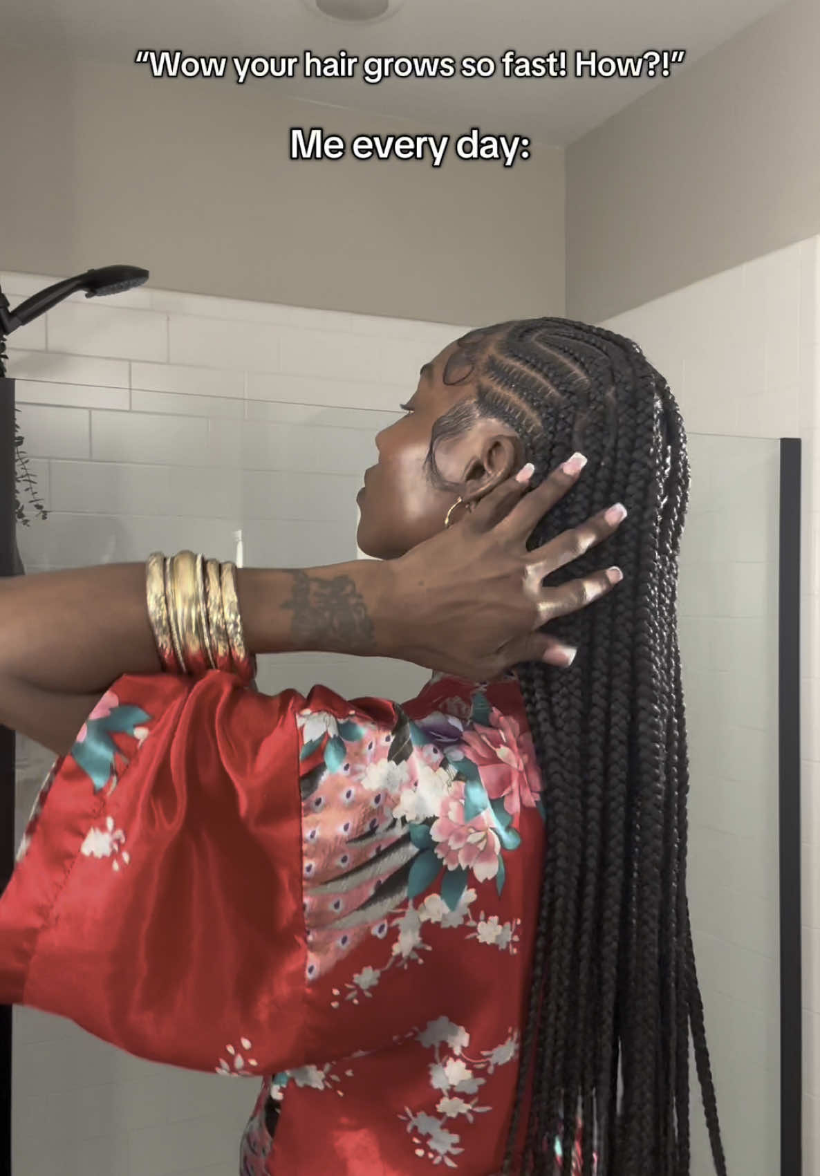 nothing beats a moisturized protective style, hair growing inches by the week!  #healthyhaircare #hairgrowthtips #hairgrowthoil #protectivestyles #braids #braidstyles #puremajiknaturals 