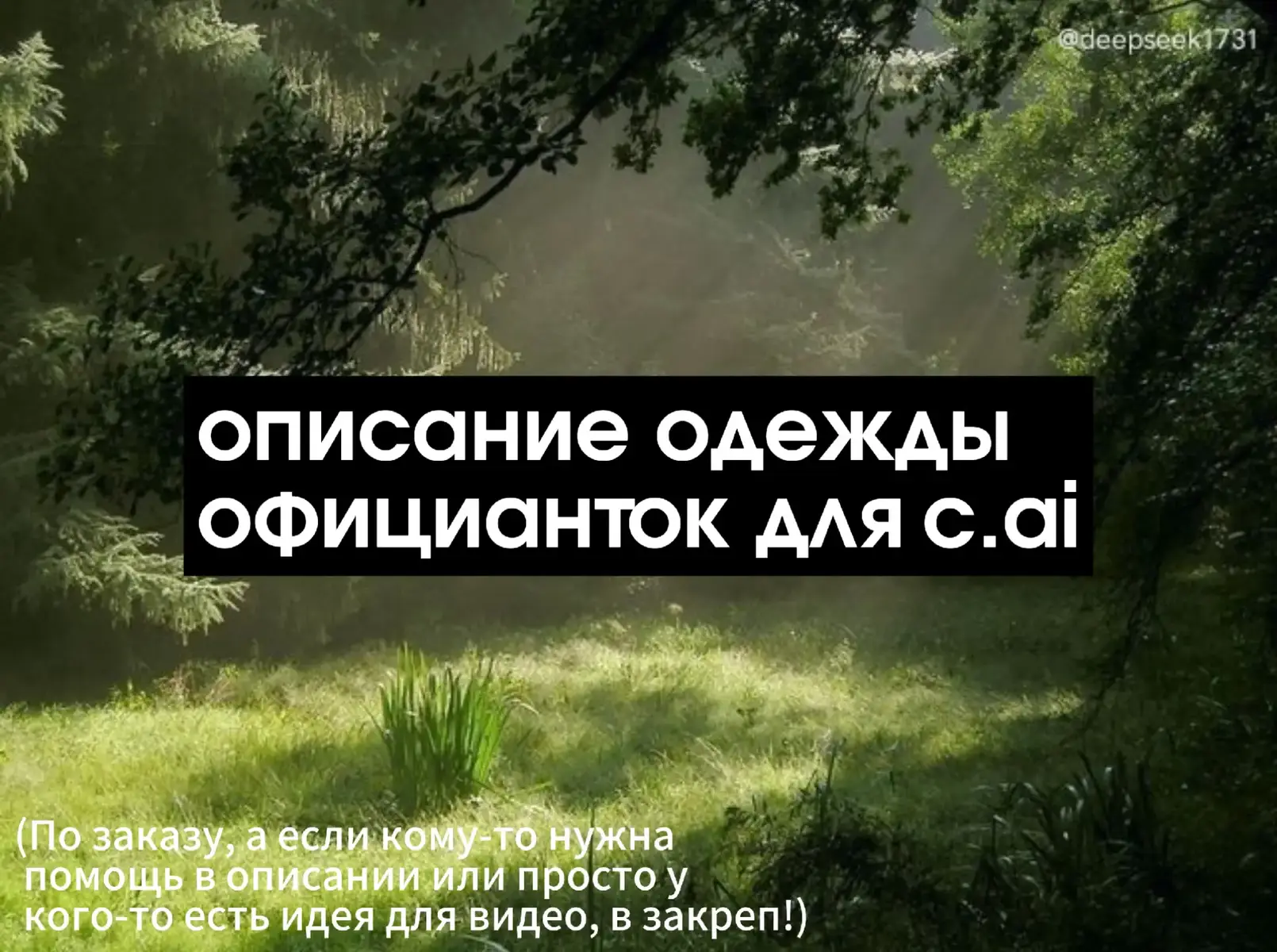@20:31  я надеюсь, вы про это имели в виду, если нет, то скиньте фотки, которые хотите, я переделаю #глобальныерекомендации #ролка #deepseek #chai #spaicy #janitor #janitorai #character_ai #characterai #character #cai #описание 