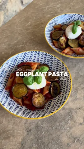 Pâtes aux aubergines. 🤍🍆 Les pâtes les plus simples du monde mais tellement bonnes ! Pour cette recette en Italie, j’ai fait avec les moyens du bord 😅 Ingrédients :  - 500g de pâtes 🍝 - 2 aubergines 🍆 - 3 gousses d’ail 🧄 - une boîte de tomates pelées 🥫 - 2 mozzarella  - sel, poivre - basilic 🌿 #FoodTok #italianfood #italy #pasta #eggplant 