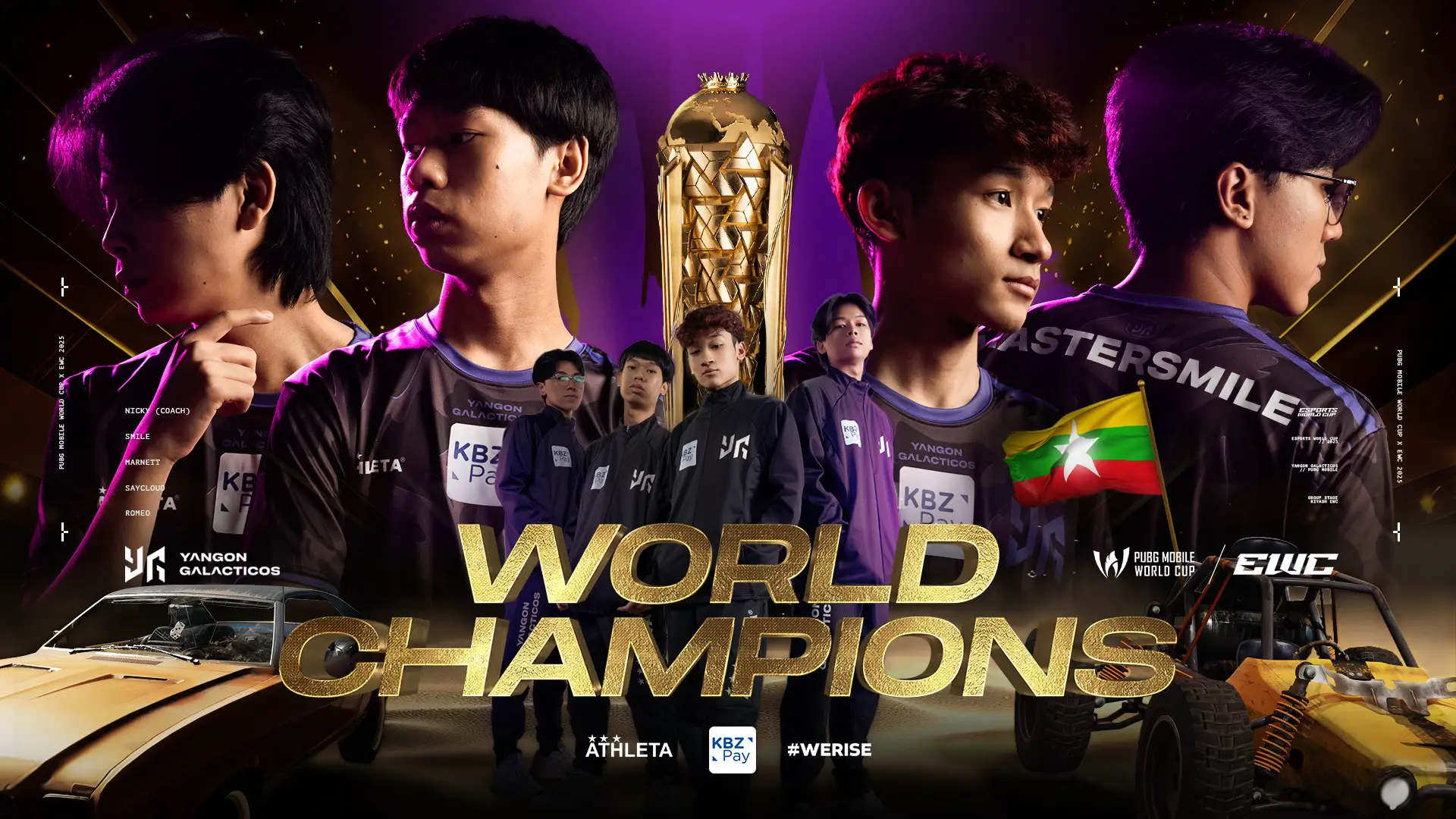 PMWC 2025 Champions 🏆🏆 #yangongalacticos #YGPUBGM #PUBGM #WERISE #ATHLETA #KBZPay #ewc2025 #pmwc2025 