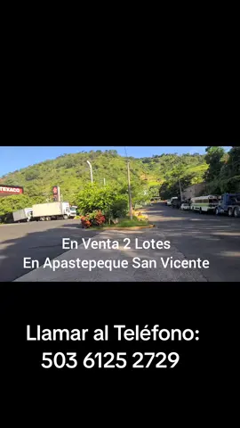 En Venta 2 Lotes en Colonia Harrison Apastepeque-San Vicente  Cada Lote Mide 8 metros de Frente por 30 Metros de Fondo (No están juntos) 25mil cada uno Llamar al Teléfono:  503 6125 2729