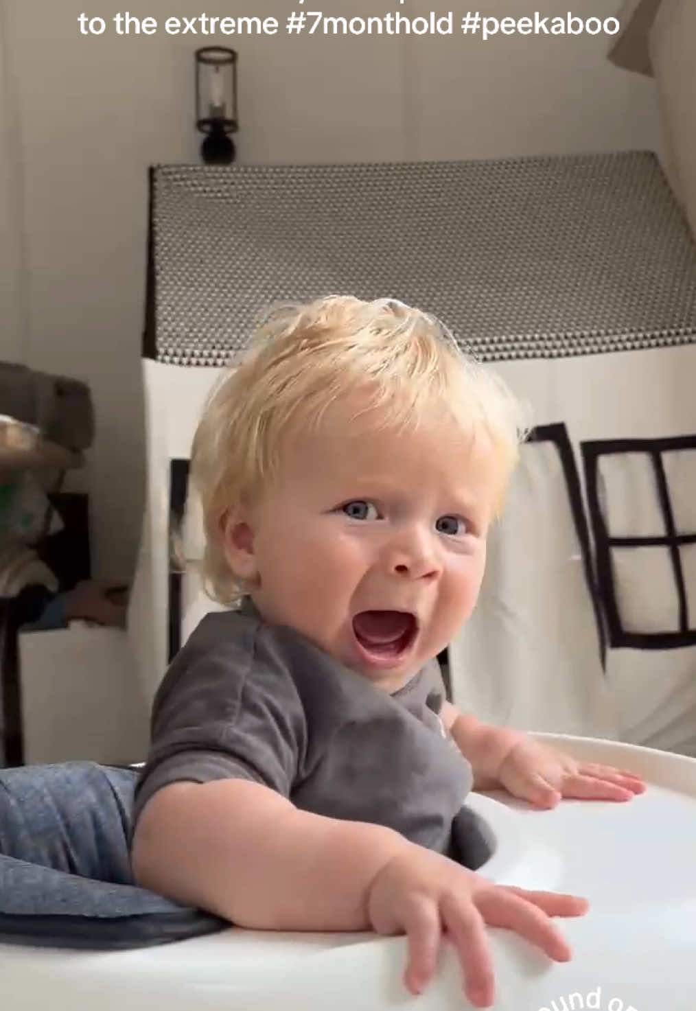 When Daddy takes peek-a-boo to the extreme with my 7 month old Ashton ❤️ Bless him #baby #7monthsold #funnyvideo #viral #funnybaby #scaredbaby #peekaboo #trending 